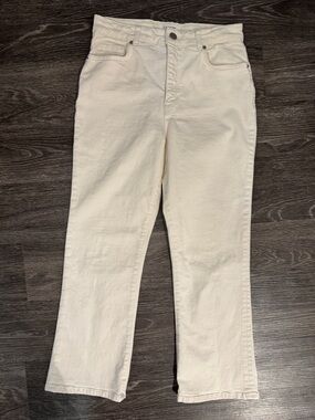 La Ligne Jean Cream Straight Leg High Rise Jeans Size 30